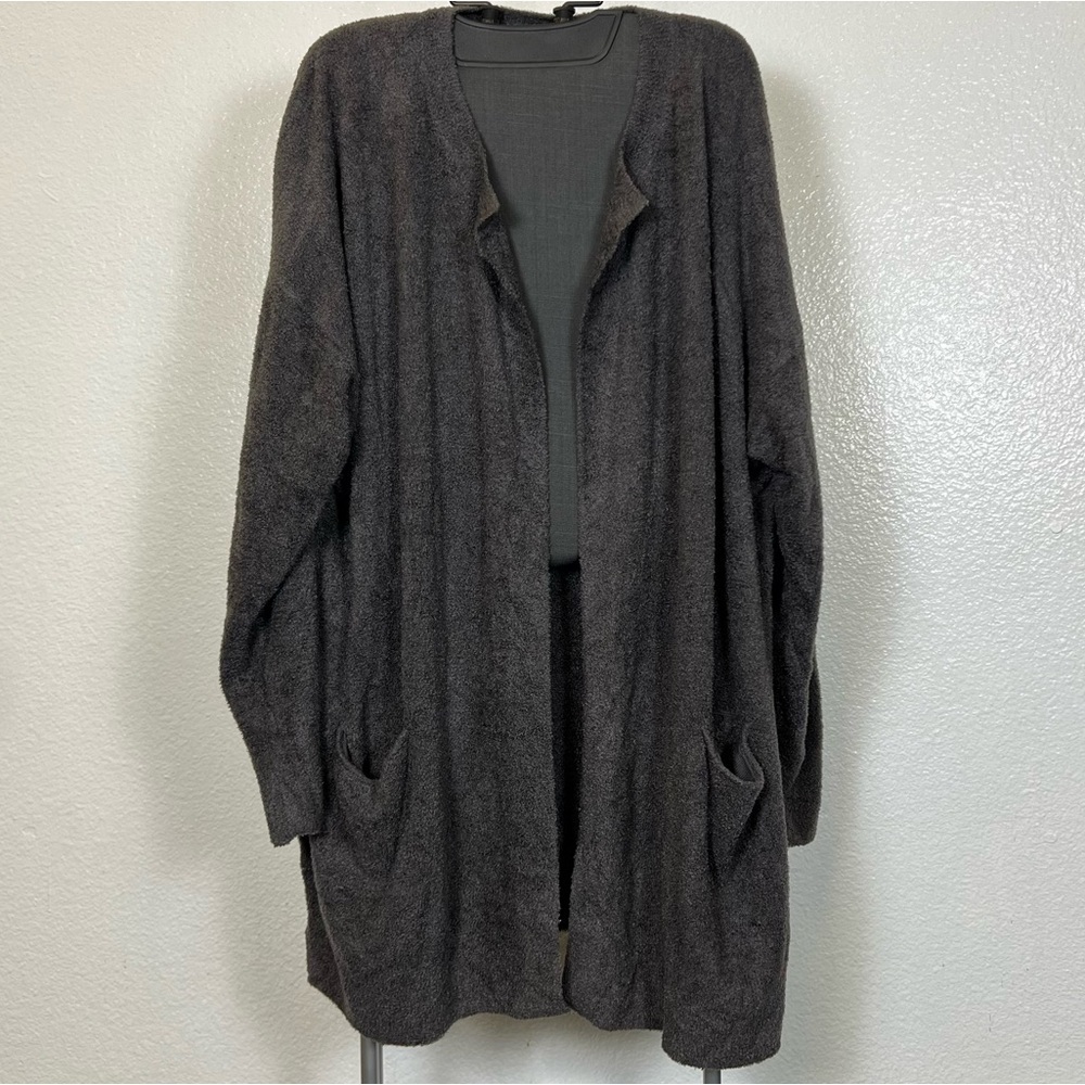 Barefoot Dreams CozyChic Lite Side Zip Cardigan Carbon Color Size 2x